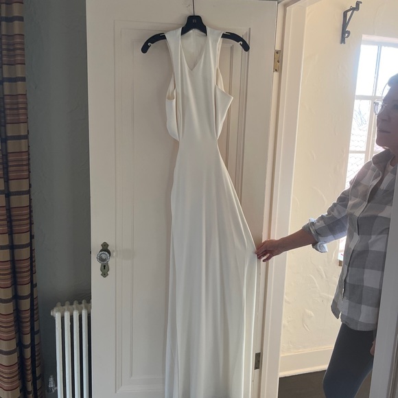 Halston Heritage Crepe Cut Out Gown - Picture 2 of 5